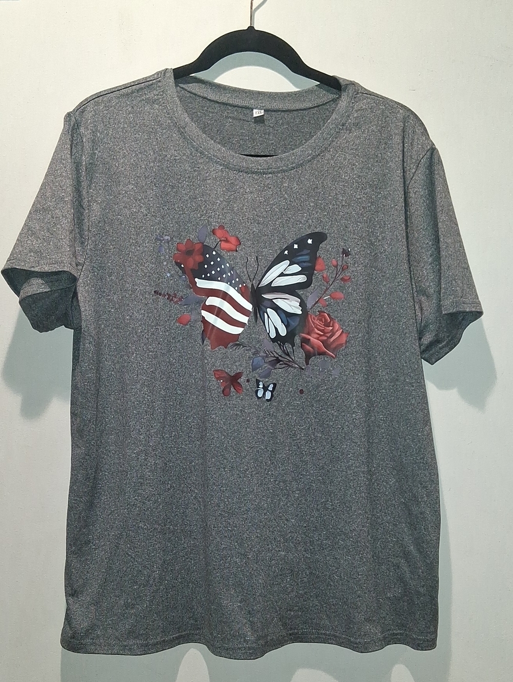 Women's Gray Butterfly Graphic Tee - Unbranded